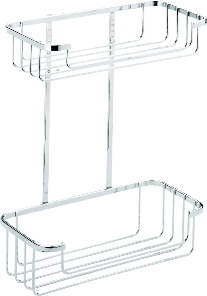 Croydex Chrome Two Tier Shower Caddy - Durable Rust-Free Bathroom Storage Basket, Chrome Plated Steel, Includes Fixings and Rust Free Guarantee, Max Load 5kg