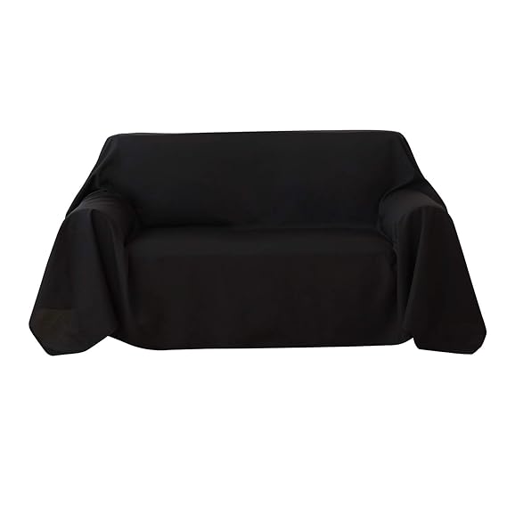 Deconovo Sofabezug Sofa Überwurf Sessel Bezug 210x280 cm Schwarz