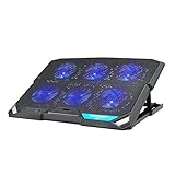 Tecknet N7 Laptop Cooling Pad, Laptop And Notebook Cooling Pad With 6 Fans And Blue Led Laptop Cooler Fits 12'-15'