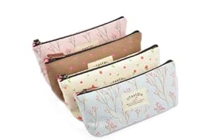 4Pcs/Lot Pencil Case Zipper Cute Flower Handbag Purse Makeup Pouch Stationery Supplies Birthday Gift Comfortable and Environm