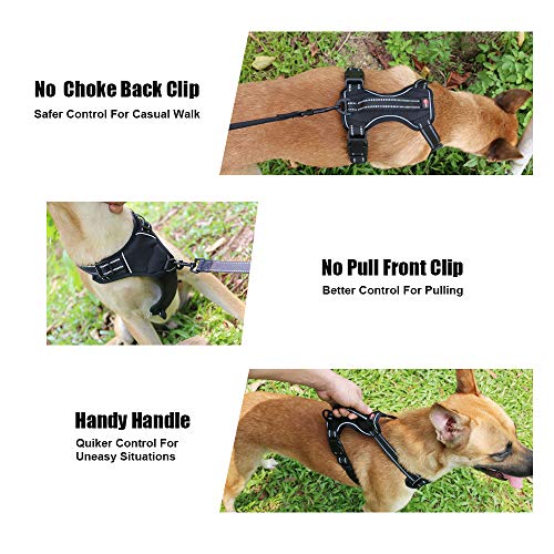 Dog Harness No Pull Dog Vest with Leash Adjustable & Reflective Pet Vest Harnesses and Leash Easy Control for Small Medium Large Dogs (Medium, Black)