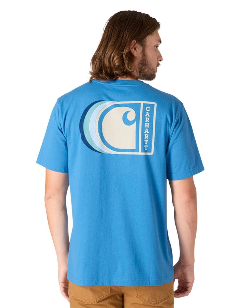 Carhartt Men’s Relaxed Fit Lightweight Short-Sleeve C Back Graphic T-Shirt, Horizon Blue, X-Large Tall