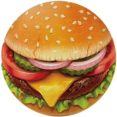 Magic Candle Cheeseburger Round Beach Towel Polyester Roundie Hamburger Circle Beach Blanket Gigantic Terry Cloth Burger Towel