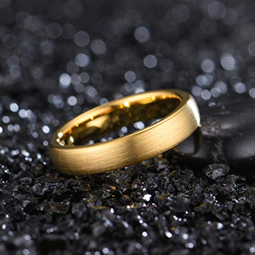 Zoesky Tungsten Rings for Men Women 2mm 4mm 6mm 8mm Golden Domed Brushed Finish Engagement Wedding Band (Golden4mm, 4)