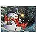 BANBERRY DESIGNS LED Wall Art - Lighted Snowman Canvas Print - Christmas Wall Hanging Snowman with a Red Scarf Holding a Lantern - Winter Holiday Scene 11.75