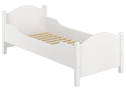 Erst-Holz® Massivholzbett extra hoch Rollrost 90x200 Senioren-Holzbett Einzelbett Gästebett 60.40-09 W