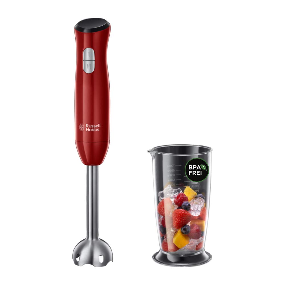 Russell Hobbs Hand blender Desire, 2 speed settings, dishwasher safe mix/measuring cup 700 ml, BPA-free, chopper, blender for smoothies, soups, yoghurt, sauces, baby food 24690-56, red/black