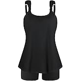 Ocean Blues Women's Tankini Swimsuits Two Piece Bathing Suits Loose Fit Tank Top with Boyshorts