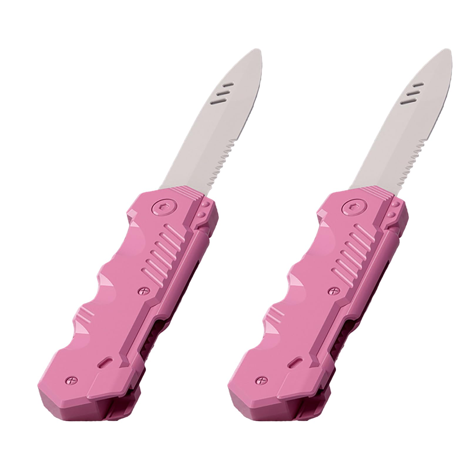 Photo 1 of Lovisun Retractable Plastic Toy Knives - 2 Pack - Safe and Fun for Kids and Adults - Great for Halloween, Cosplay, Magic Tricks and More - Pink Handle White Blade