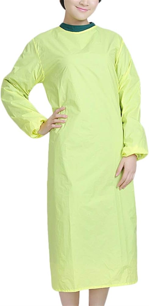 Icegrey Medical Gown Waterproof Surgical Gown Resistant Isolation Gowns Protective Clothing for Domestic Use,Yellow,L
