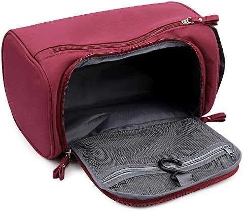 MLIIZYKKI Women Men Makeup Bag Travel Toiletry Bag Cosmetic Makeup Pouch Toiletry Case Wash Organizer (Dark red)