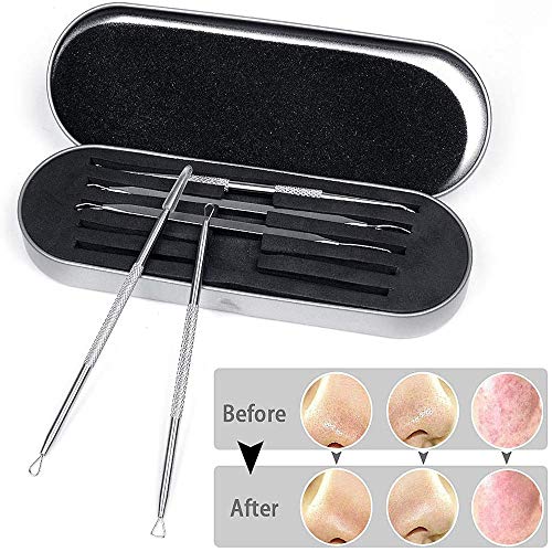 JSDOIN Blackhead Remover Comedone Extractor Tool,Best Acne Removal Kit - Treatment for Blemish, 5-in-1 Professional Zit Removing for Risk Free Nose Face Skin with Metal Case (Blackhead Remover)