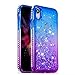 Tznzxm iPhone XR Case New Glitter Floating Flowing Flexible TPU Gradient Quicksand Series Anti-Scratch Shockproof Bling Diamond Sparkly Defender Protective Case for Apple iPhone XR Blue & Purple