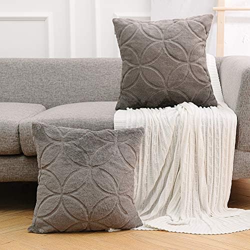 NordECO HOME Luxury Soft Fleece Faux Fur Throw Pillow Covers, No Pillow Insert, 18" x 18" Inch, Grey, 2 Pack 4 NordECO HOME Luxury Soft Fleece Faux Fur Throw Pillow Covers, No Pillow Insert, 18" x 18" Inch, Grey, 2 Pack