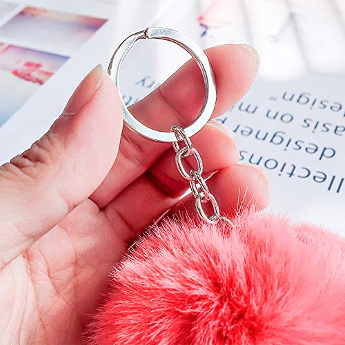 16 PCS Pom Poms Keychains Fluffy Faux Rabbit Fur Pompoms Balls for Girls Women (Mix Colors)