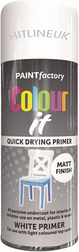 HitlineUK 2x 400ML Matt White Primer Spray Paint Metal Plastic Wood Quick Dry view 3
