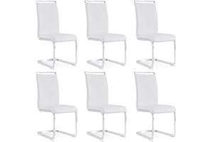 Baysitone Modern Dining Chairs Set of 6, Side Dining Room Chairs, Kitchen Chairs with Faux Leather Padded Seat High Back, Chairs for Dining Room,Kitchen, Living Room White