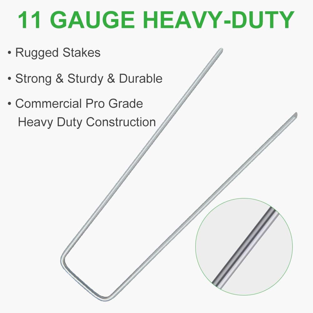 GROWNEER 100 Packs 6 Inches Heavy Duty 11 Gauge Galvanized Steel Garden Stakes Staples Securing Pegs for Securing Weed Fabric Landscape Fabric Netting Ground Sheets and Fleece : Garden & Outdoor