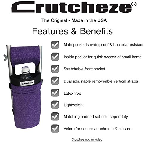 Crutcheze Purple Heather Crutch Bag, Pouch, Pocket, Tote Washable Designer Fashion Orthopedic Products Accessories