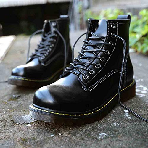 kaifongfu Men Boots PU Leather Winter Waterproof Ankle Boots Shoes(Black,43)