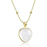 PESOENTH Crystal Heart Pendant Necklaces for Women,Healing Crystal Stone Gold Plated Necklace Gemstone Jewelry Gifts for Women Her Valentines Day Birthday Anniversary