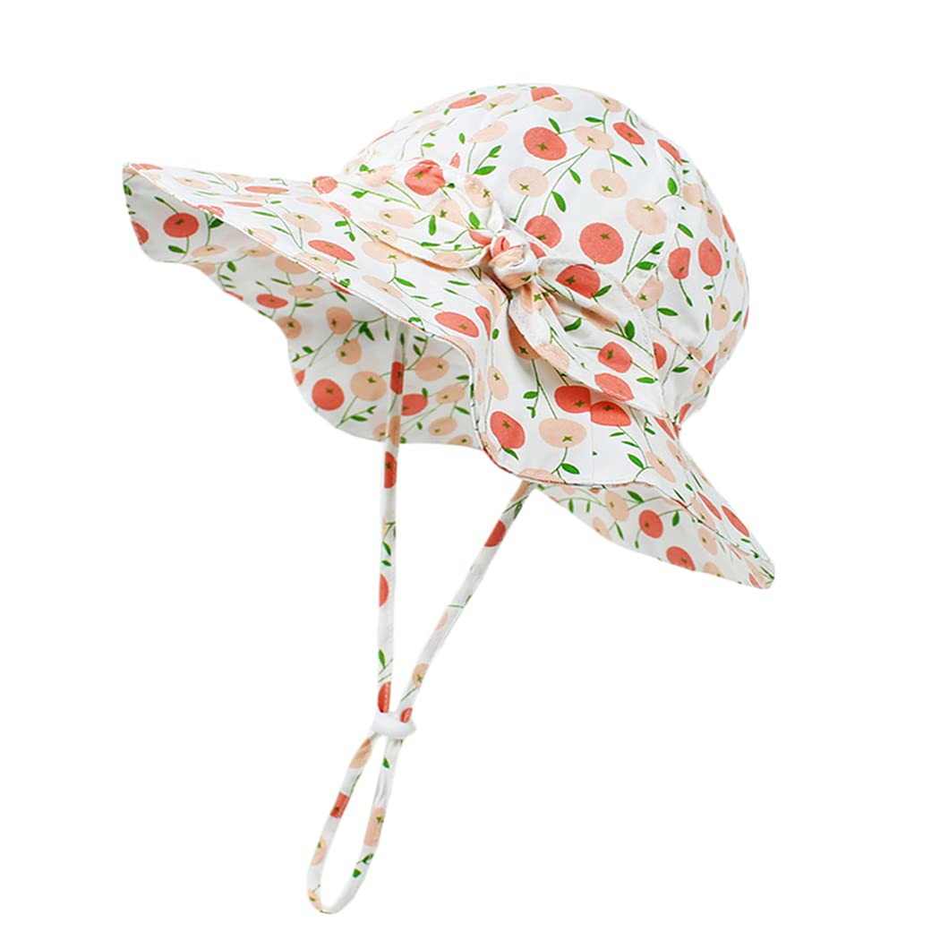 Baby Girl Sun Hat with UPF 50+ Outdoor Adjustable Beach Hat with Wide Brim Bucket Hats