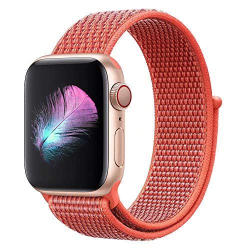 HILIMNY Compatible with for Apple Watch Band 44mm, Soft Nylon Sport Loop, Band Compatible with for iwatch Series 4, Series 3, Series 2, Series 1 (44mm, Nectarine) - Thumbnail 4