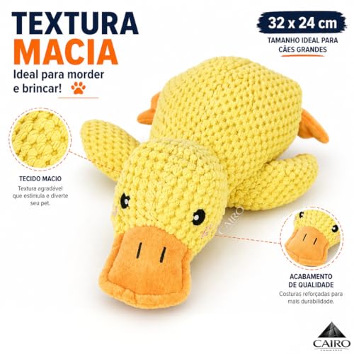 Brinquedo de Pelúcia para Cachorro em Formato de Pato Amarelo Macio e Interativo Ideal para Morder Brincar e Entreter o Pet (Grande, PET)