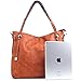 WISHESGEM Women Handbags PU Leather Tote Shoulder Bags Satchel Zipper Cross Body Bags Brown