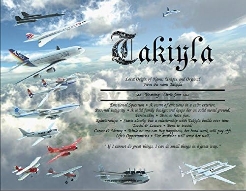 Famous Flying Machines - Personalized ANY First Name Meaning Keepsake Print 8.5" x 11" | Female Artwork Wall Decor Kids Room Holiday Gift Sports Planes