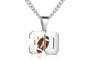 AIAINAGI Football Number Necklace for Boys Athletes Jersey Number Pendant Silver Stainless Steel Charm Number Chain Sport Jewelry Gift for Men