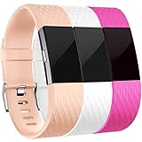 For Fitbit Charge 2 Bands (3 Pack), Rose Pink, Blush Pink and White, Large