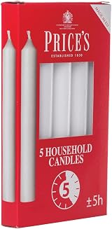 Price's Unscented Household Candles 5 Pack 5 Hour Burn Premium White Wax view 2