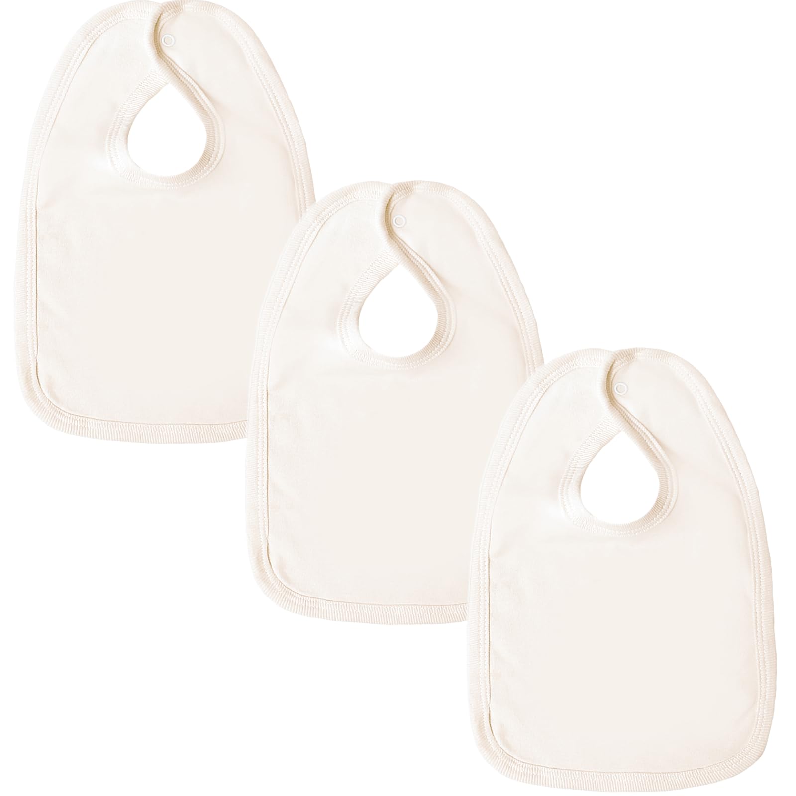 Large Cotton Baby Dribble Bib - Baby Bibs 0-6 Months to 6-12 Months - Premium British Made Teething Bib for Boys & Girls - 3 Pack, Cream
