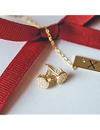 PAVOI aretes circulares con clavo de plata esterlina AAAAA enchapada en oro de 14 quilates con brillantes de circonia cúbica, rodiado-plateado, dotczw