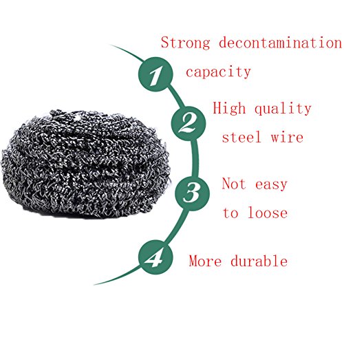 Wecando Stainless Steel Scourer Bathroom Sponges Scrubbers kitchen scouring ball pan cleaning ball (Pack of 6)
