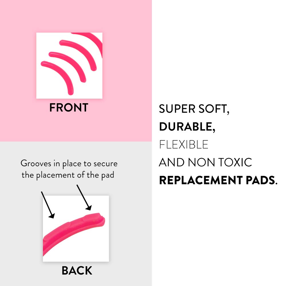 Pink Eyelash Curler Refills (24-Pack) Replacement Pads | Eye Lash and Cosmetic Accessory | Create Permanent Curls and Intense Lashes | Universal Fit for Standard Curlers : Beauty