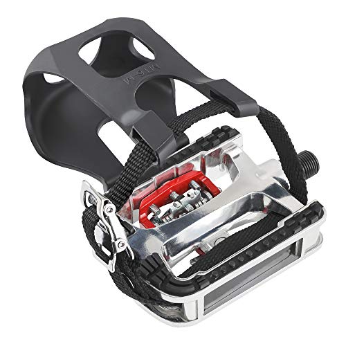 CyclingDeal Fitness Exercise Spin Bike Pedals with Toe Clips & Straps Compatible with Shimano SPD Cleats