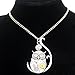 Q&Q Fashion Fab Silver Ornate 3D Owl Moon Watch Clock Hand Gear Cog Steampunk Chain Fancy Dress Necklace
