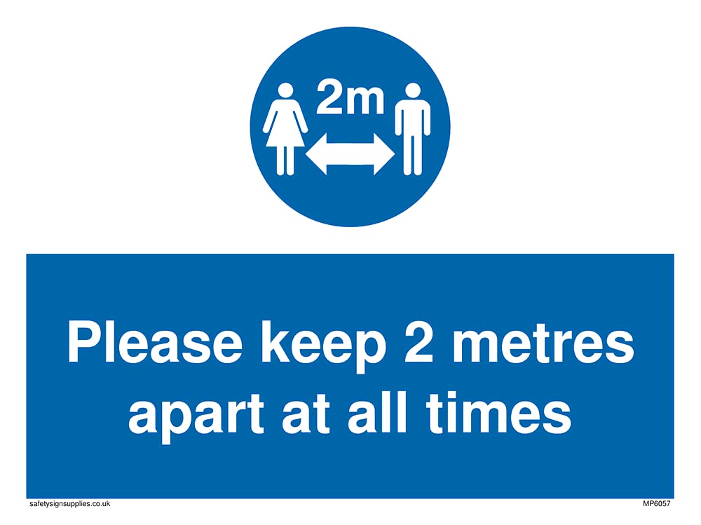 Pack of five - keep 2 metres apart at all times Sign - 200x150mm - A5L