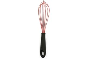 Starfrit Silicone Whisk with Soft Touch Handle - Heat Resistant - Non-Stick Friendly - Red/Black