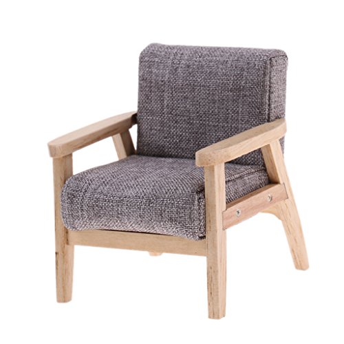 Dolity Single Sofa Chair Miniature Set 1:12 Scale Dollhouse Furniture Model Toy