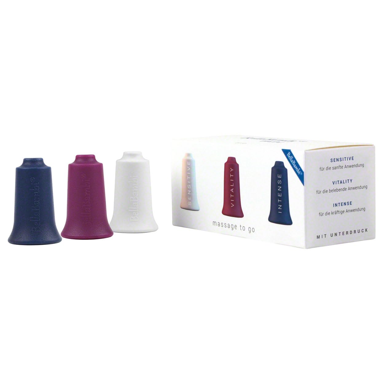 BellaBambi mini Cupping-Set TRIO: SENSITIVE (White) + REGULAR (Blackberry) + INTENSE (Blue) 20 mm