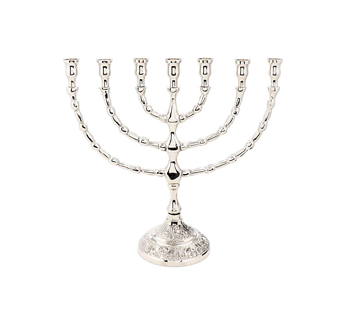 NKlaus Menorah candlestick 7- arm brass gold candles up to Ø 1,5cm candle holder height: 20cm menorah width :22cm church use decoration 4171