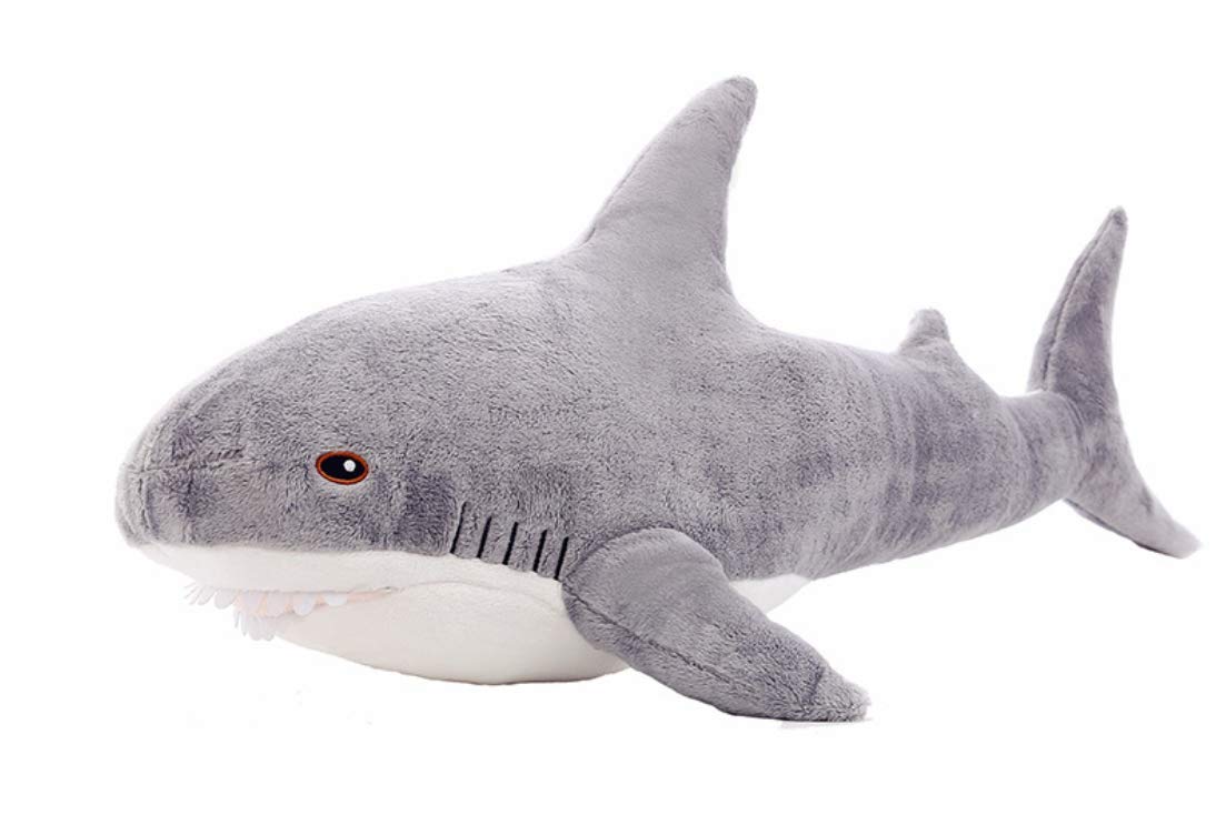 Annco 100cm Giant Huge Cute Animals Toy,Soft Fluffy Plush Shark Toy,Large Soft Cotton-Filled Sea Animal Stuffed,Children's Shark Pillow,Crazy Birthday Present (Gray)