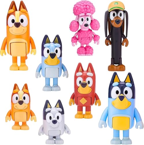8 PCS Action Toys Playset, Wolves Action Figurines Family and Friends Set,Toys for Toddlers Muffin Cake Toppers Bandit (Dad) Chilli (Mum) Coco Bingo Snickers Rusty(Small)