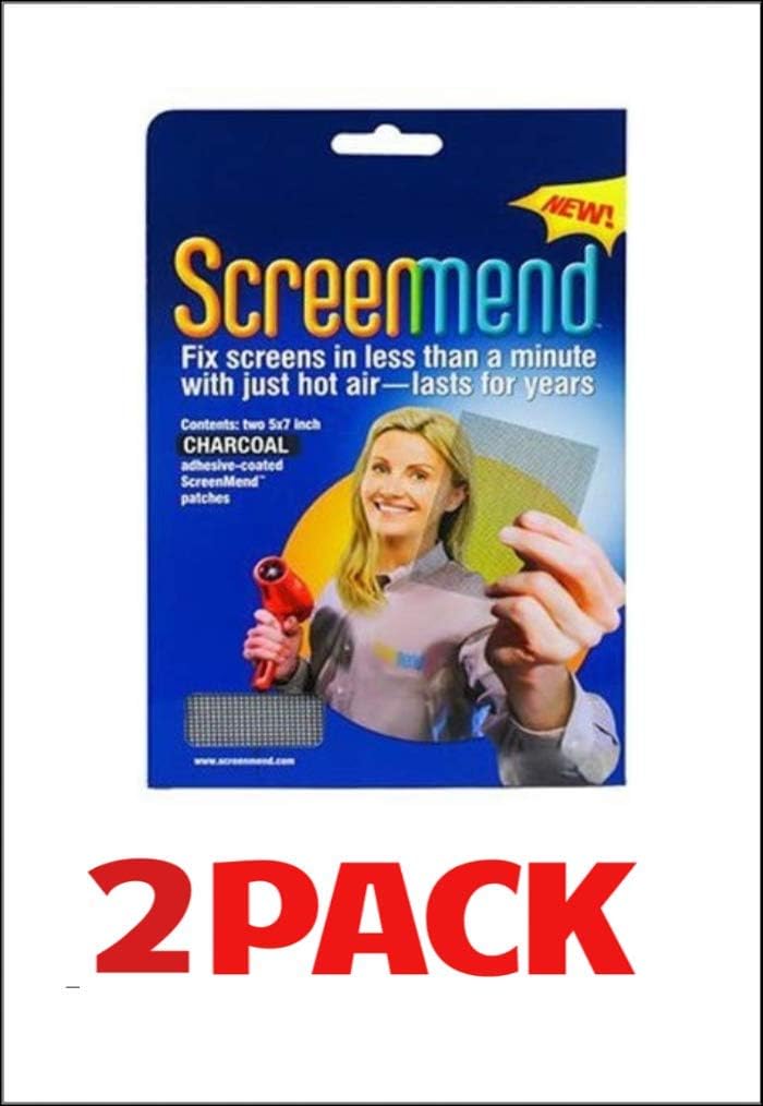 ScreenMend 8.57E+11 Window Screen Repair Kit, 5" x 7", Charcoal (Pack of 2 Charcoal)