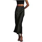 SHENHE Women's Satin Maxi Skirts High Waisted A Line Long Skirts Elegant Office Skirts