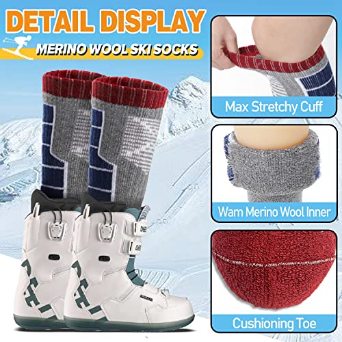 Anlisim Kids Merino Wool Ski Socks for Girls Boys Teen Thermal Winter
