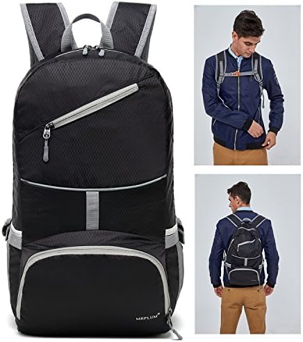 25L-30L rucksack Packable Backpack Light Backpack , Unisex Handy Daypack for Travel &amp; Camping , Outdoor Sports Durable &amp; Folding Backpack (black)